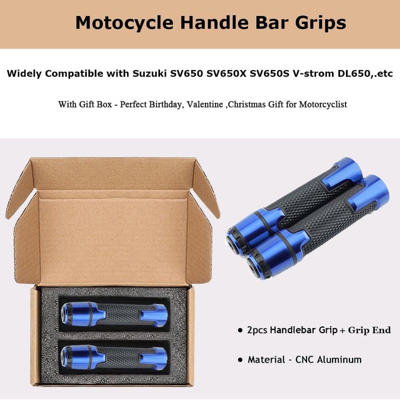 FREAXLL 22mm 7/8" Motorcycle Handlebar Grip Ends Set for S.uzuki SV650 SV 650 SV650X SV650S 2000-2024 V-Strom 650 1000 DL650 DL1000 (Blue) - Image 4